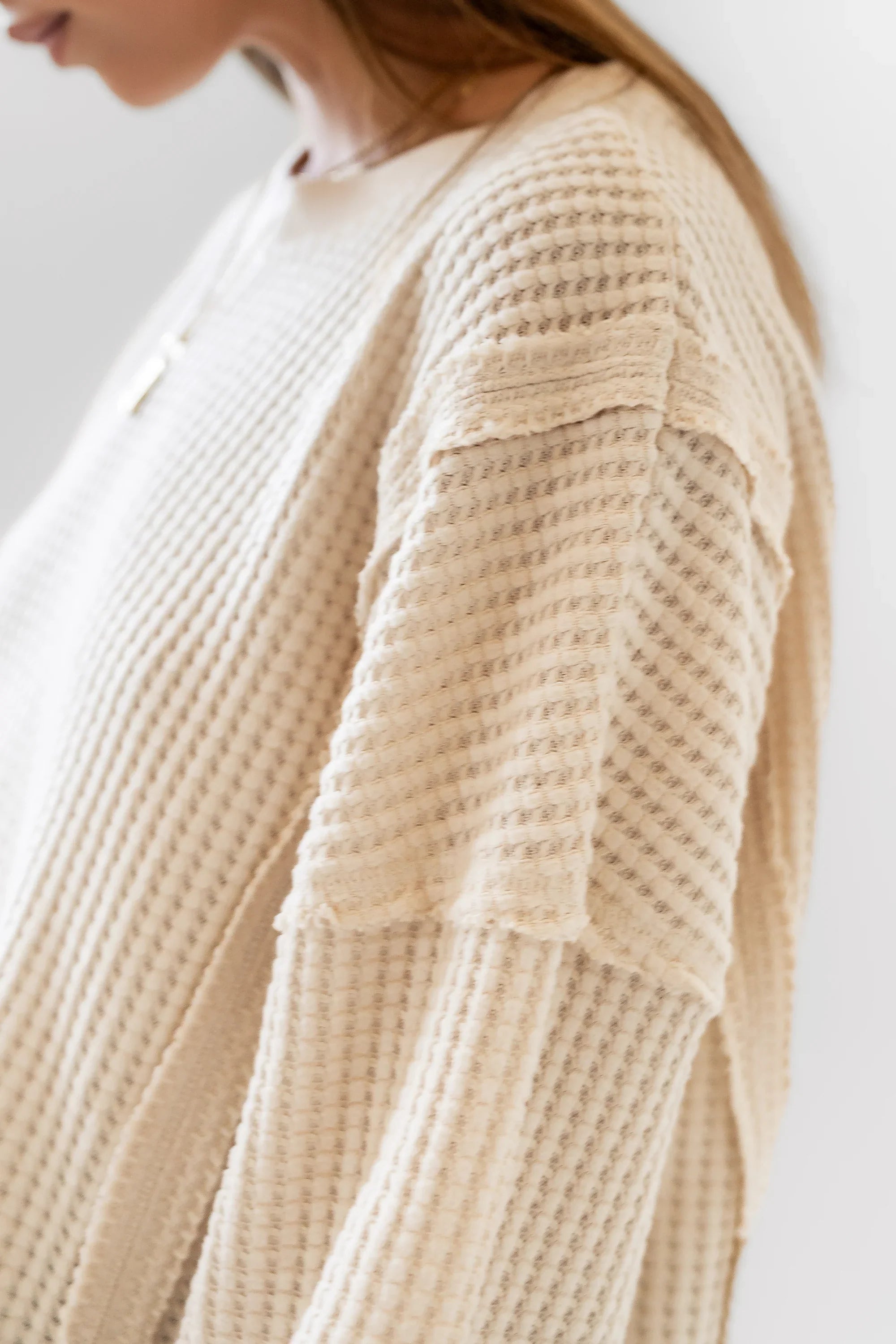 Trace Waffle Knit Top in Cream FINAL SALE