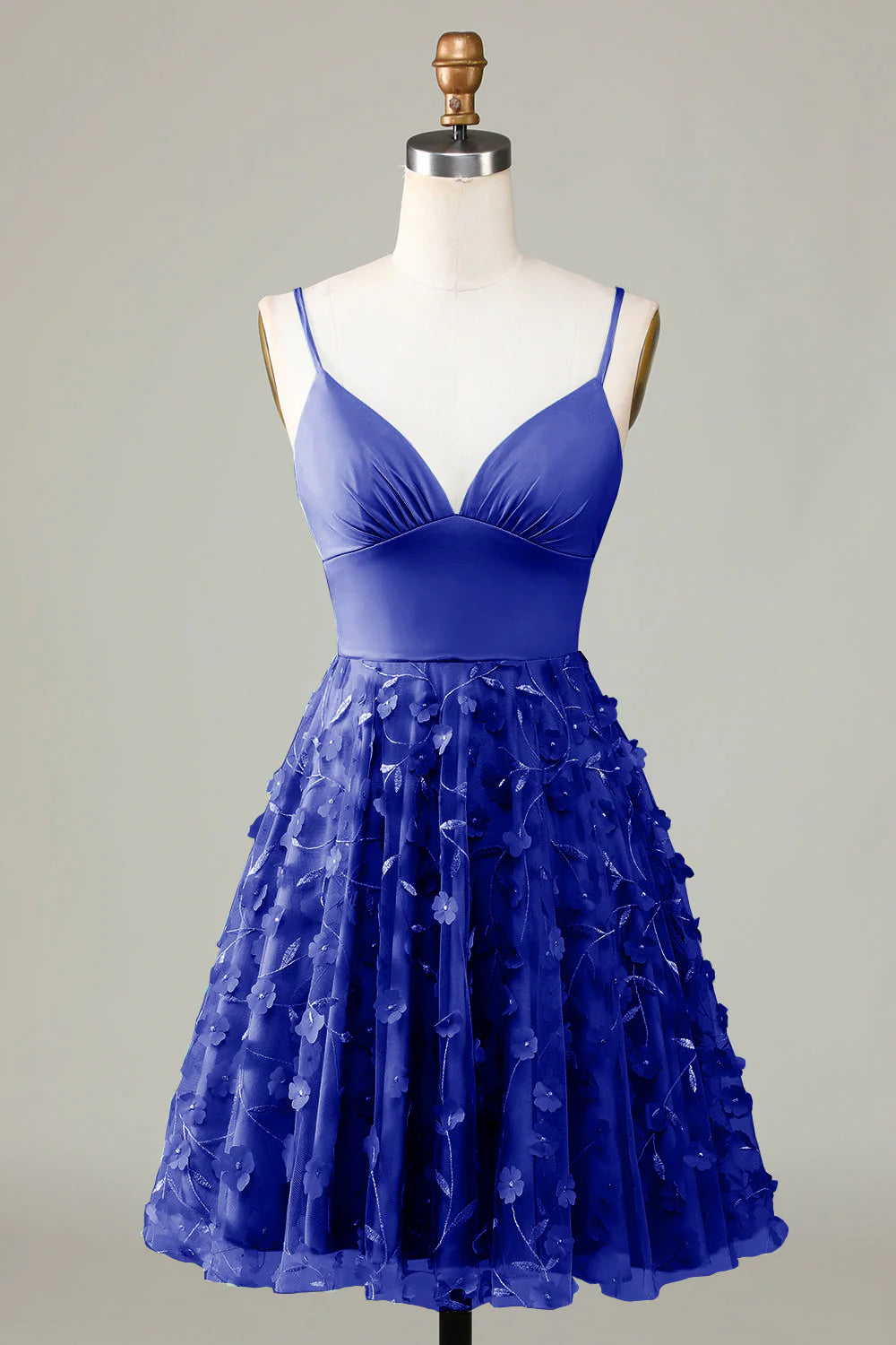 A Line Spaghetti Straps Short Homecoming Dress With Appliques