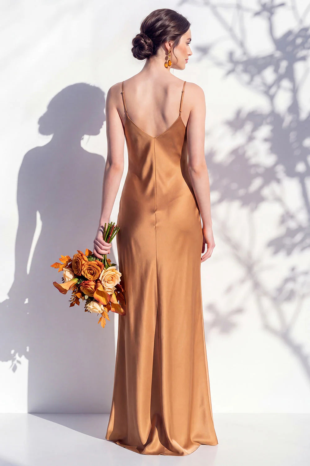 Satin Spaghetti Straps Sheath Sage Bridesmaid Dress
