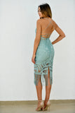 Khaleesi Dress Sage Lace Dress With Fringe FINAL SALE