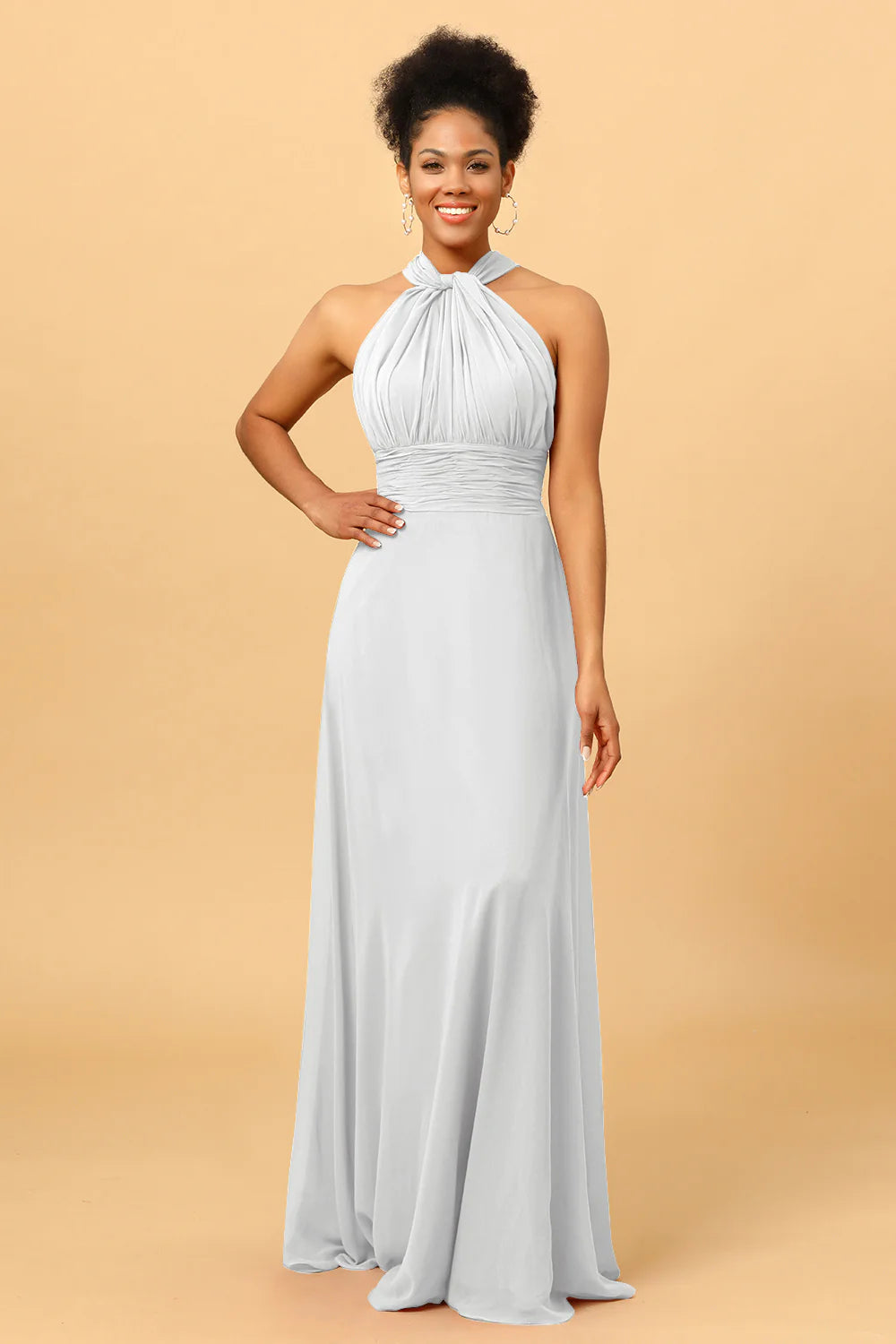 A Line Convertible Long Chiffon Bridesmaid Dress