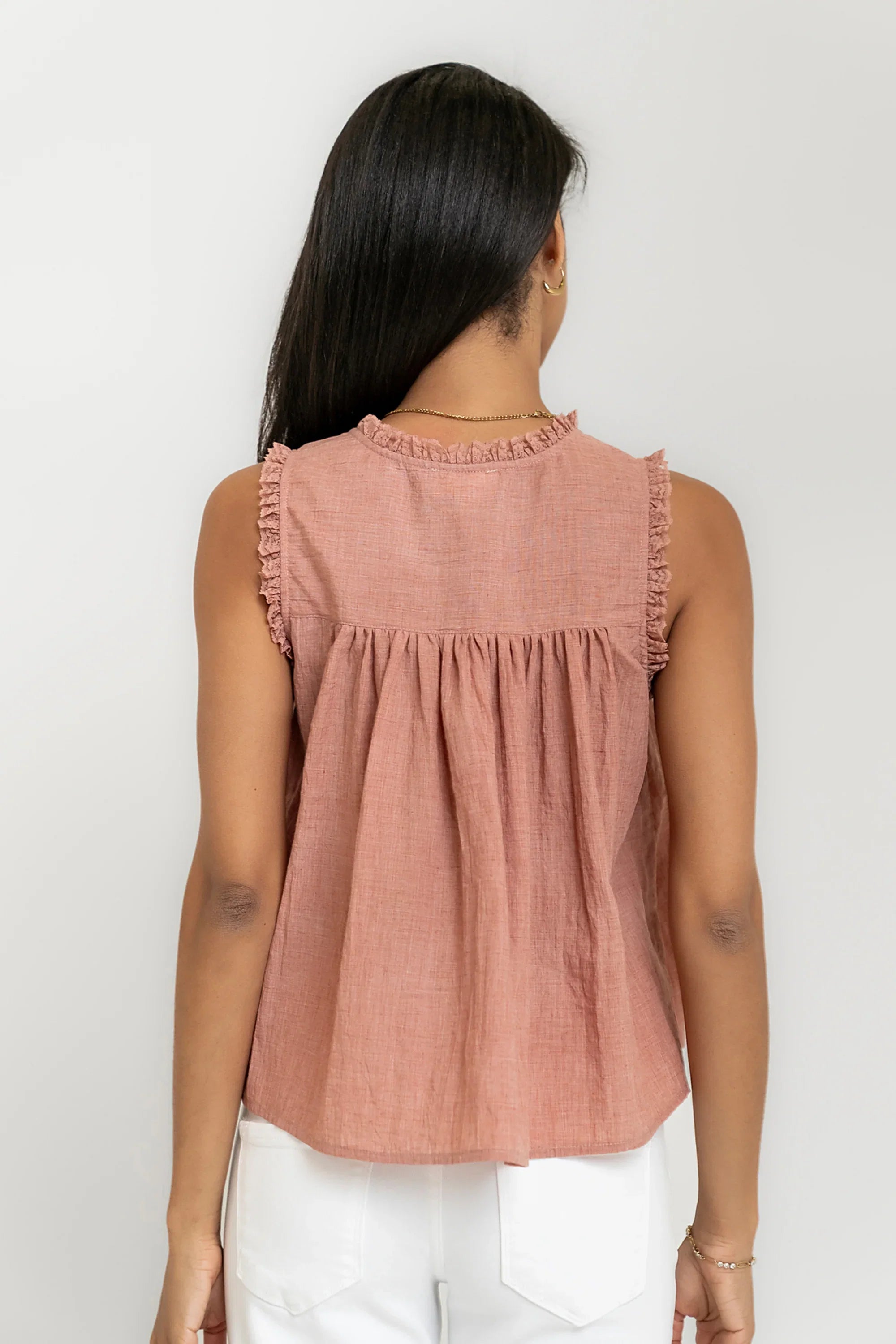 Megan Button Up Tank in Terracotta