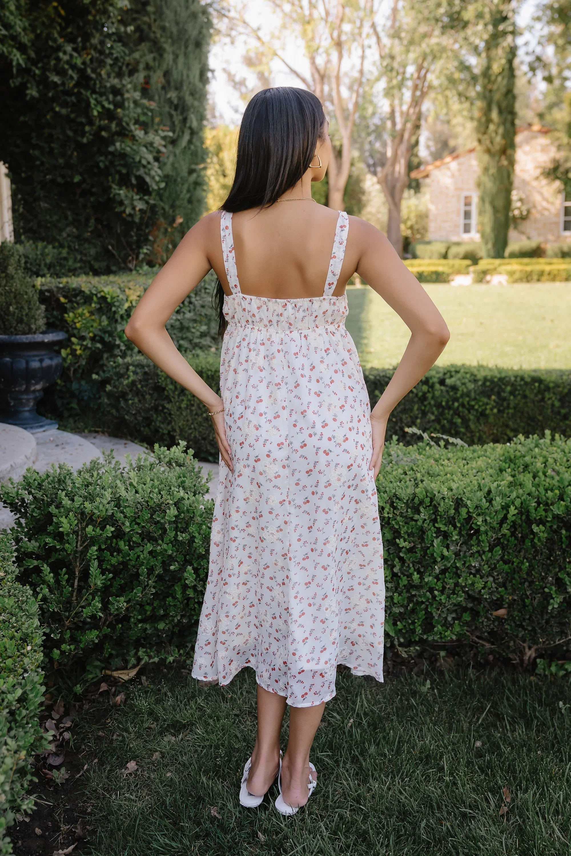 Charley Floral Midi Dress in Red