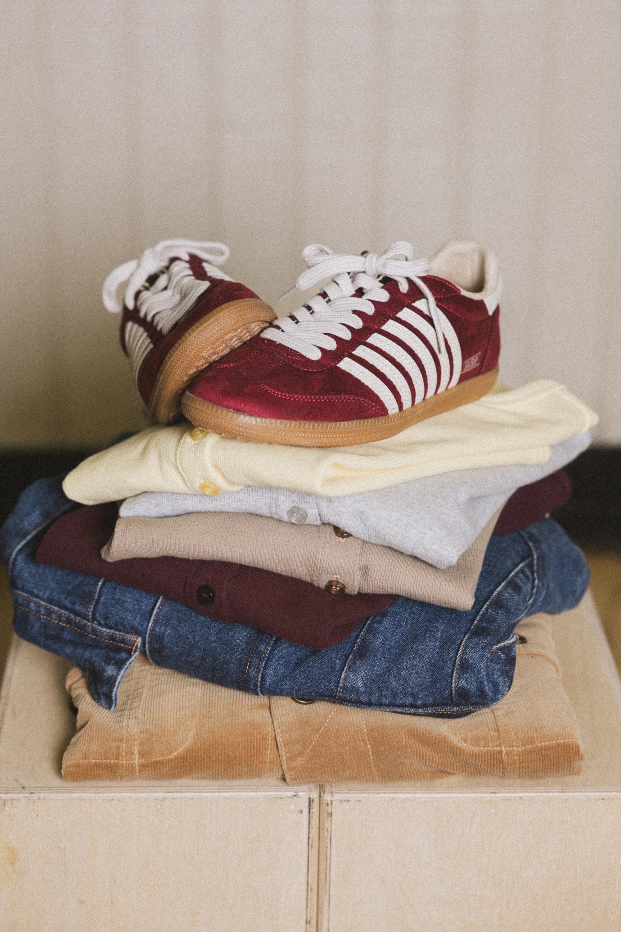Stevie Striped Sneaker in Wine FINAL SALE