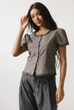 Serra Lace Trim Blouse in Charcoal FINAL SALE