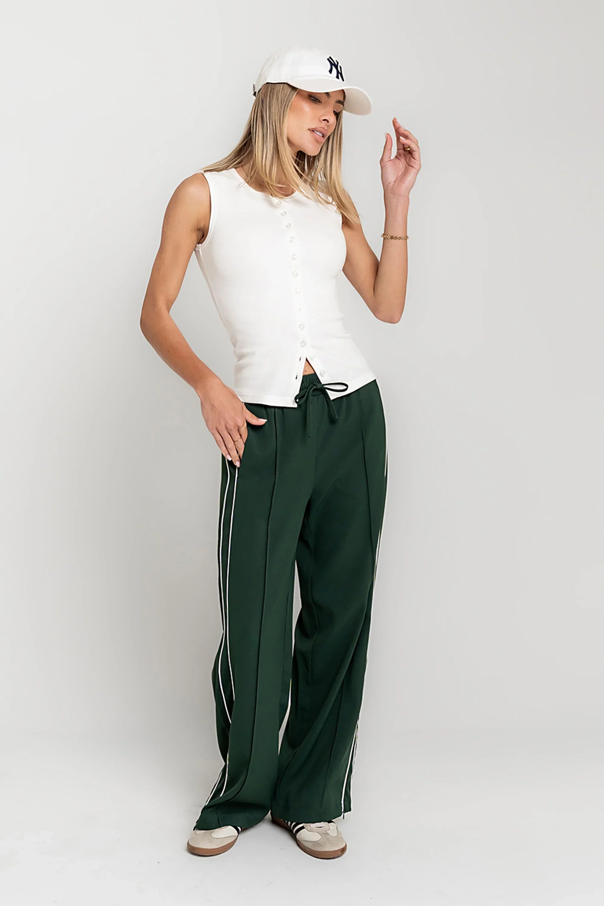 Emily Striped Wide Leg Pants in Green