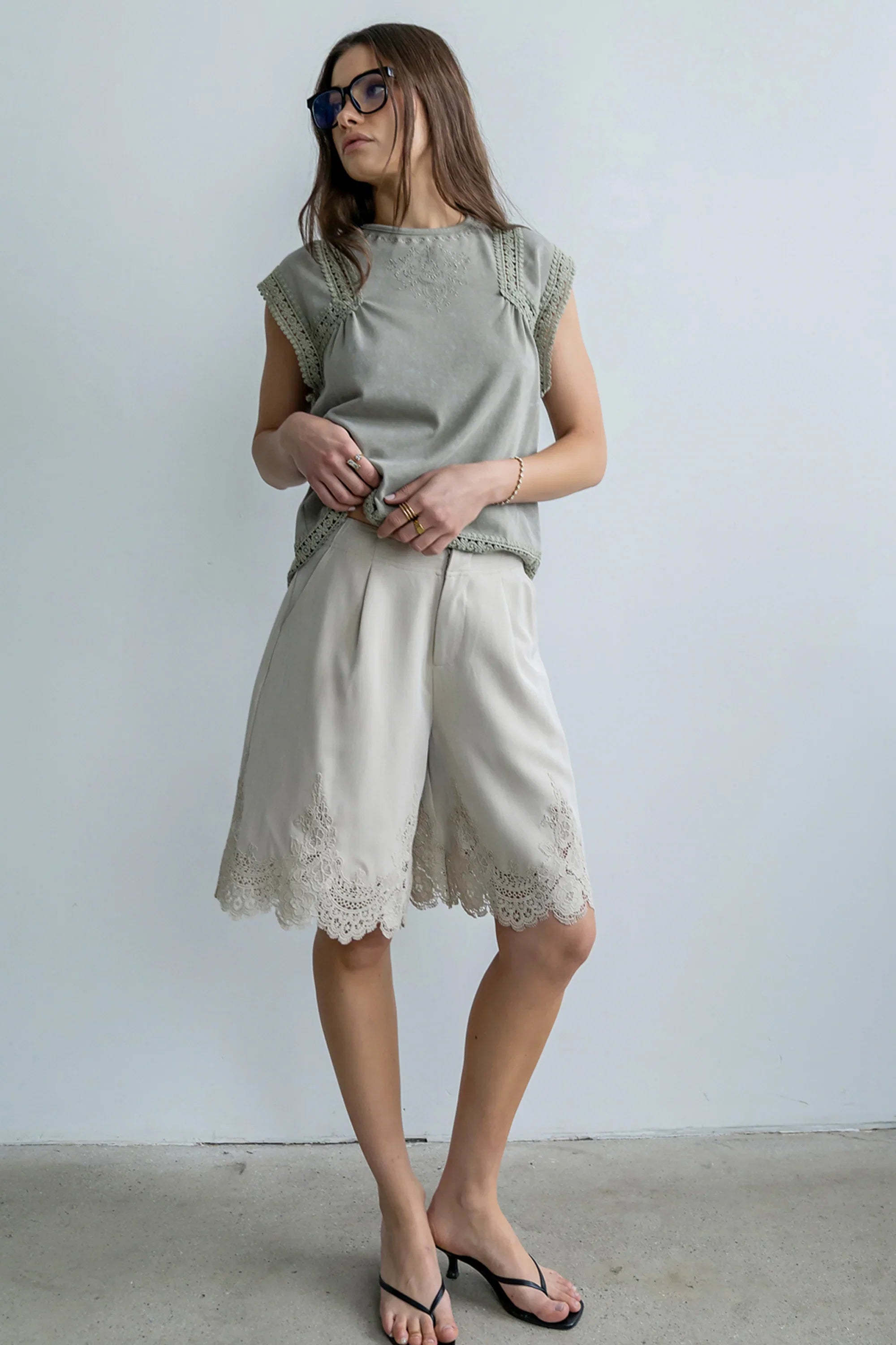 Maisey Embroidered Top in Green