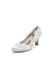 Lace Pointed Toe Chunky Heels with Beaded