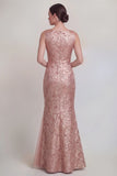 Blush Jacquard Mermaid Mother of the Bride Dress