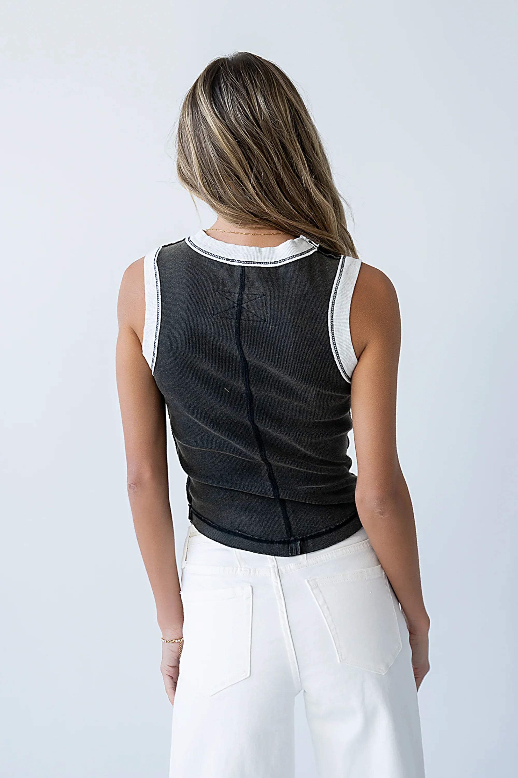 Lilah Reverse Seam Tank in Black