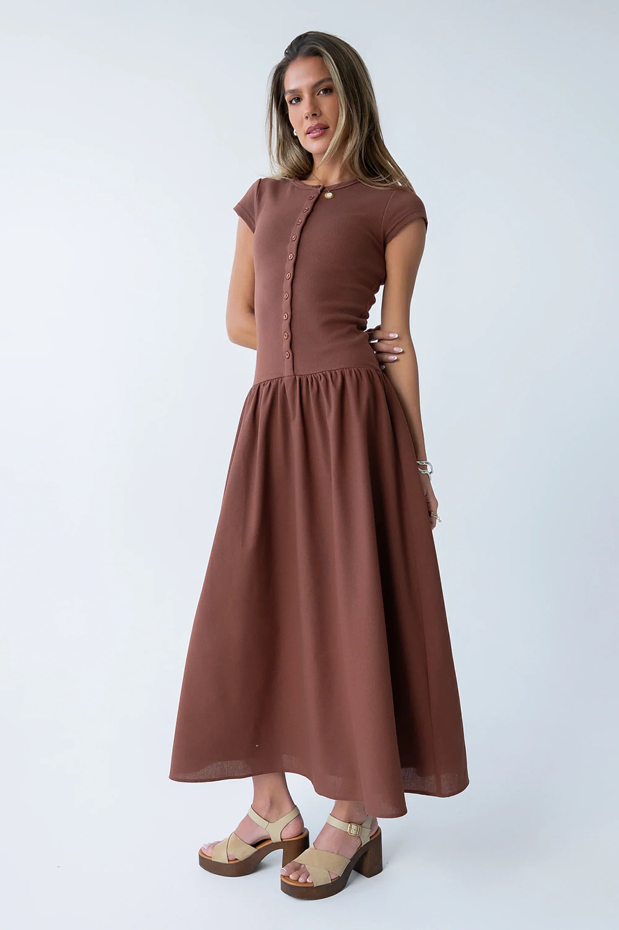 Bailee Maxi Dress in Red Brown
