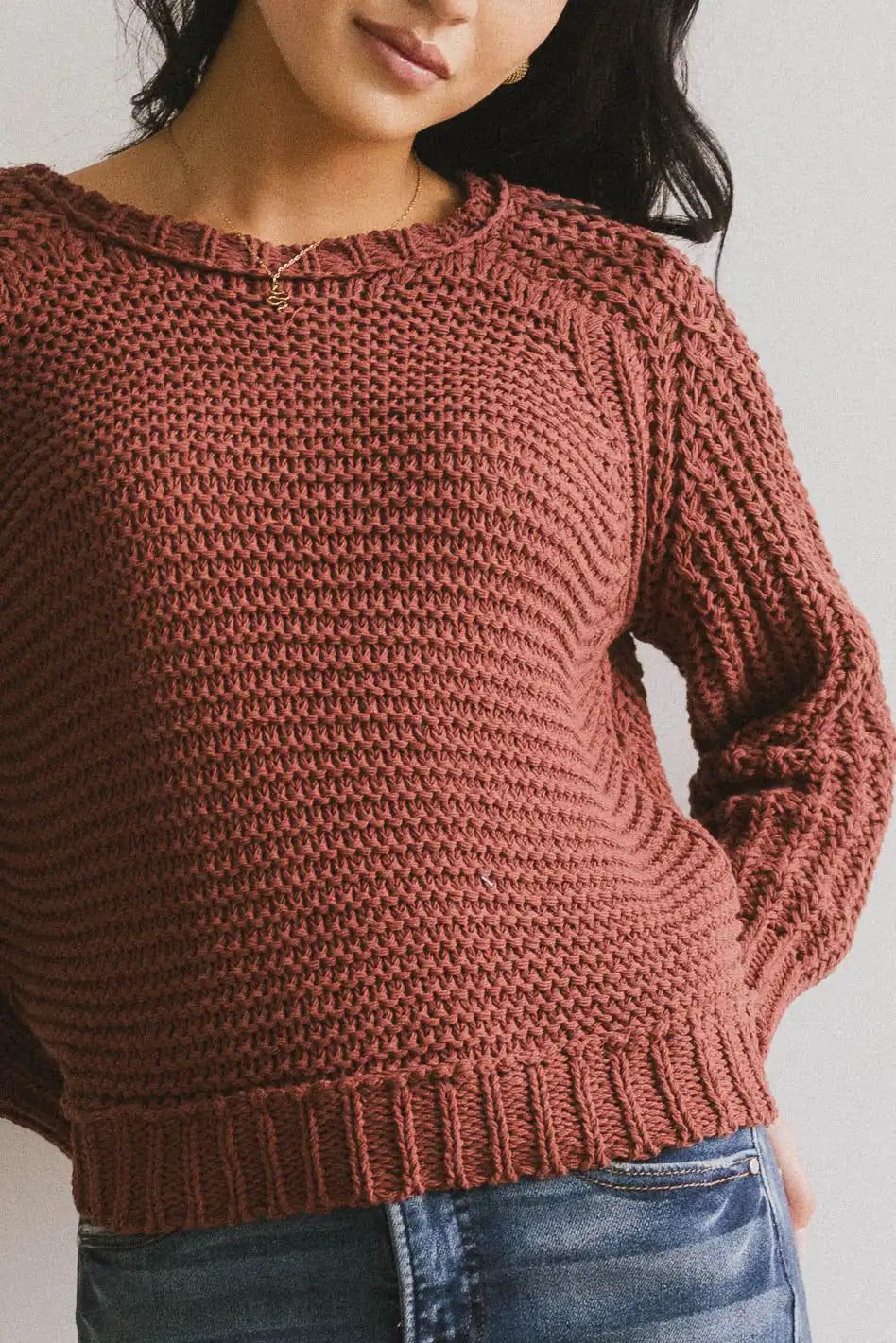 Juniper Textured Sweater in Berry FINAL SALE