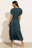 Willa Ruffle Dress in Teal FINAL SALE