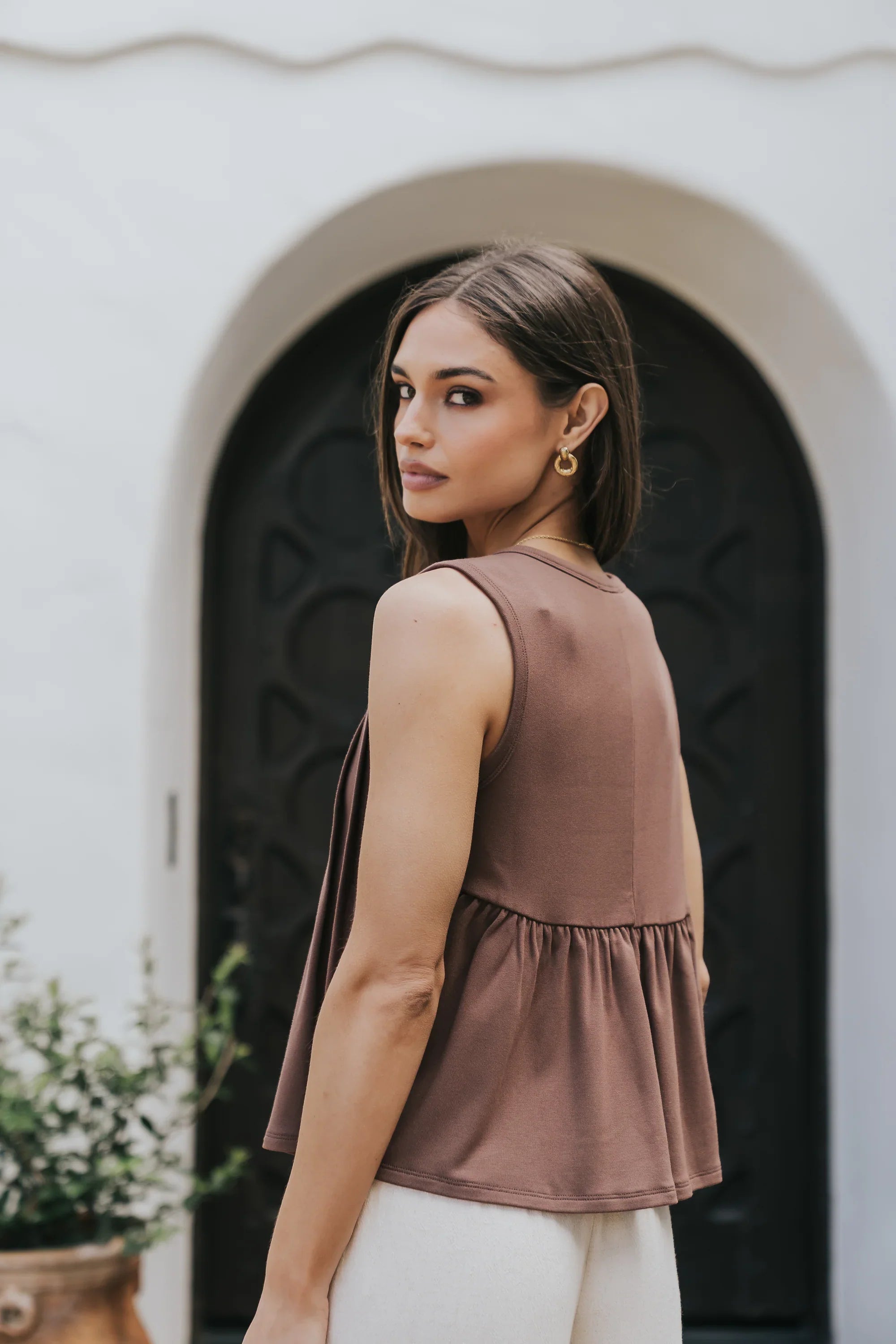 Alice Pintuck Top in Brown