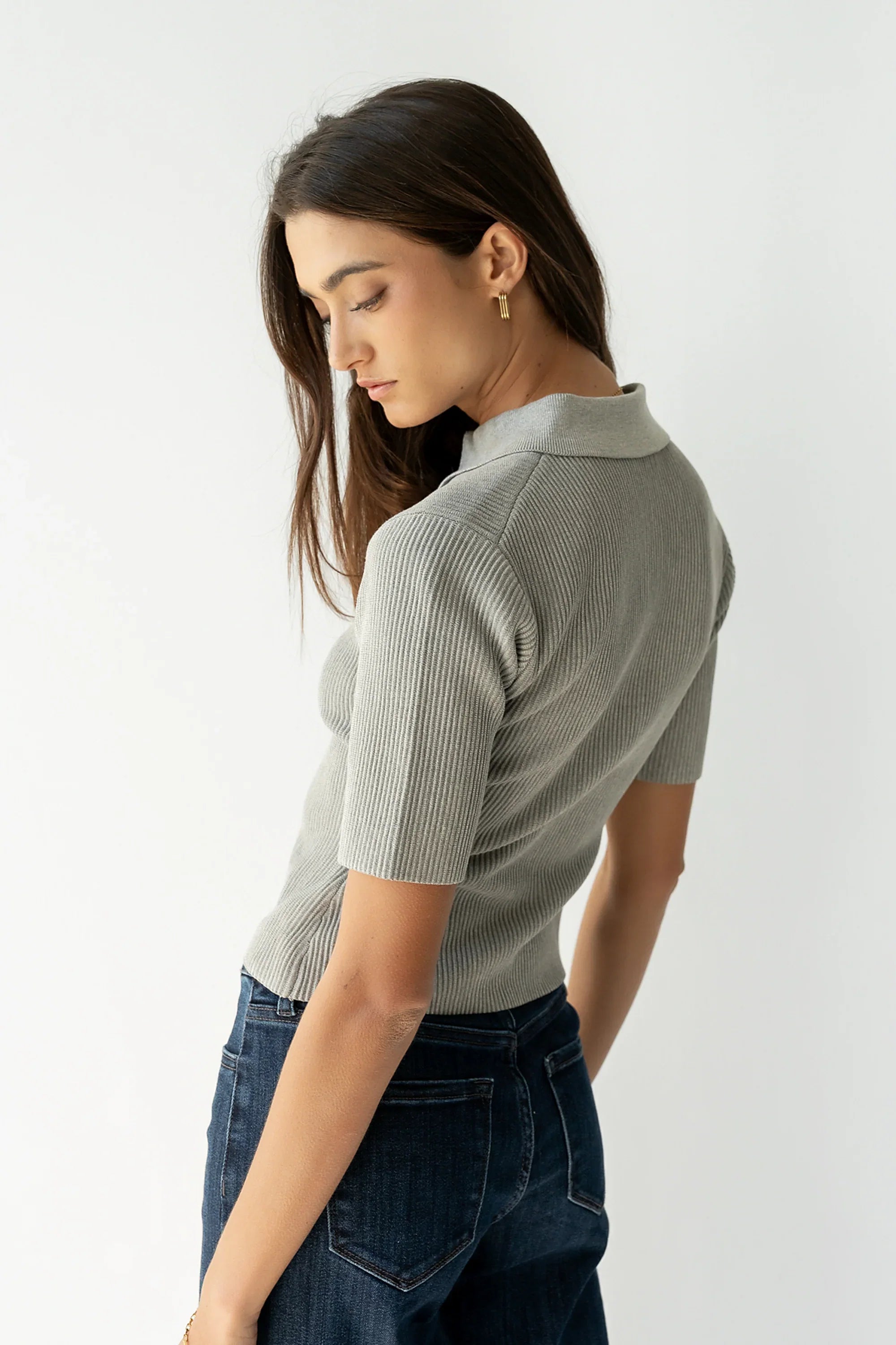 Cami Ribbed Sweater in Grey