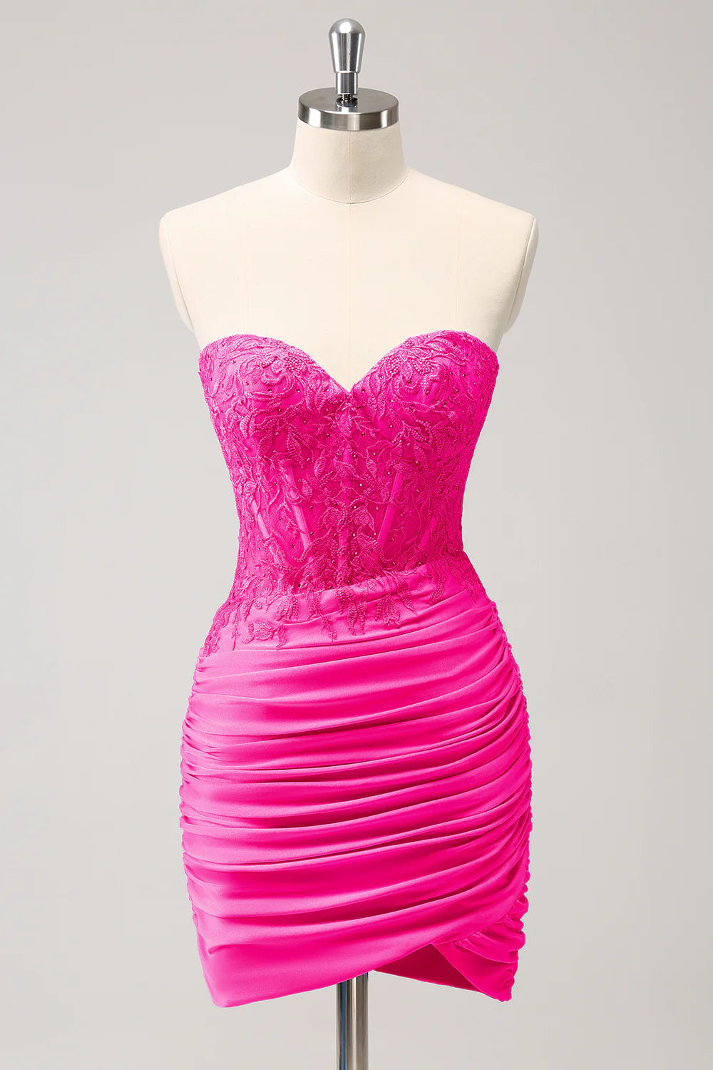 Glitter Fuchsia Tight Sweetheart Corset Short Homecoming Dress with Beading
