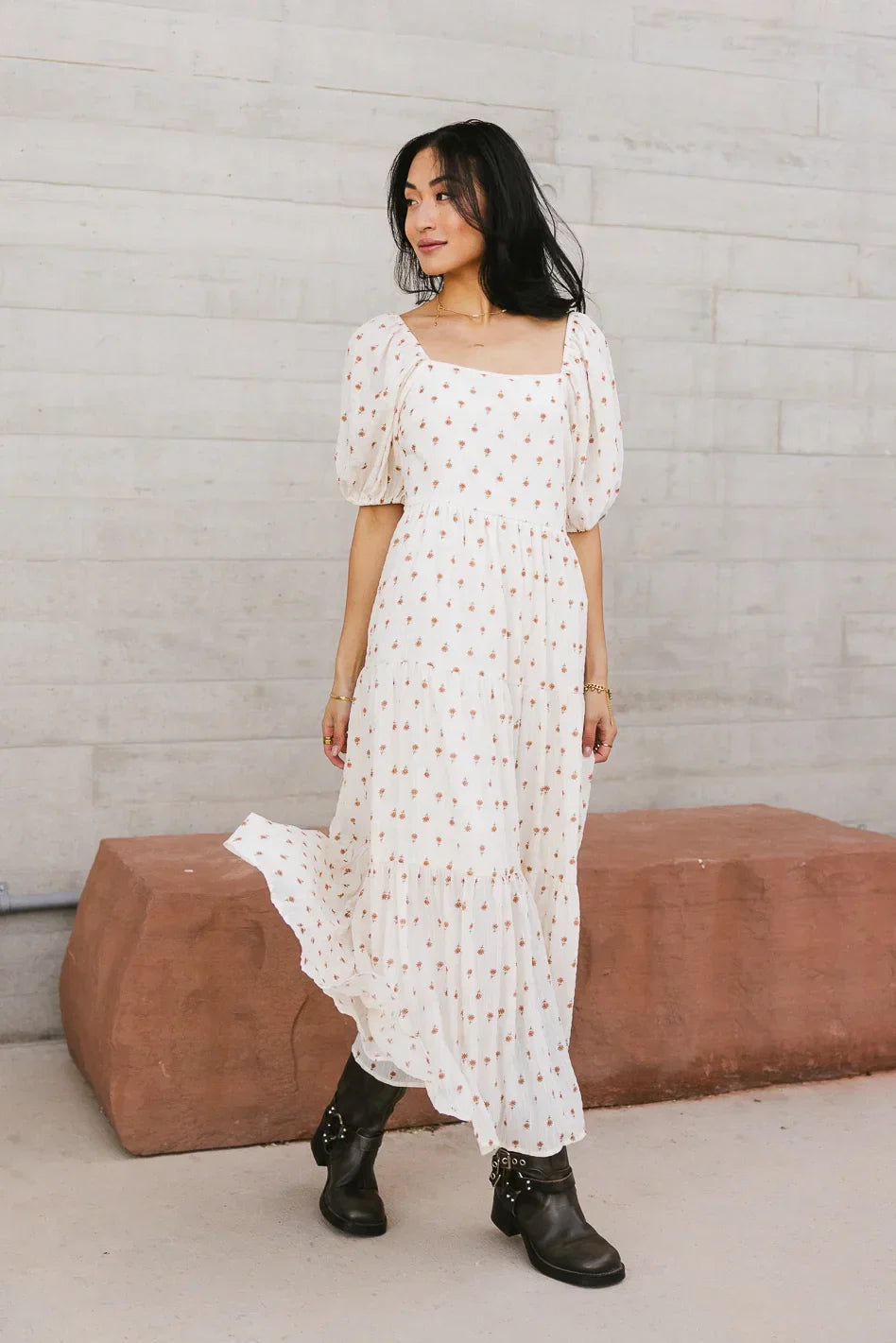 Landrie Ditsy Floral Dress in Rust FINAL SALE