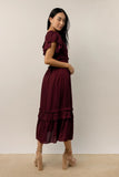 Willa Ruffle Dress in Burgundy FINAL SALE