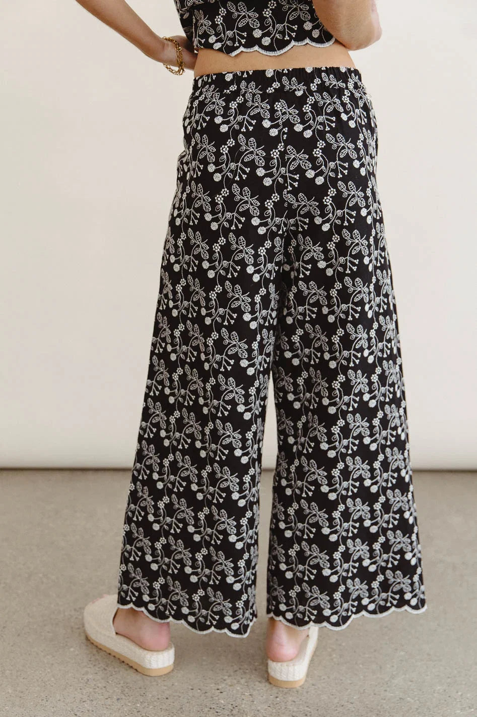 Perrie Floral Wide Leg Pants in Black FINAL SALE