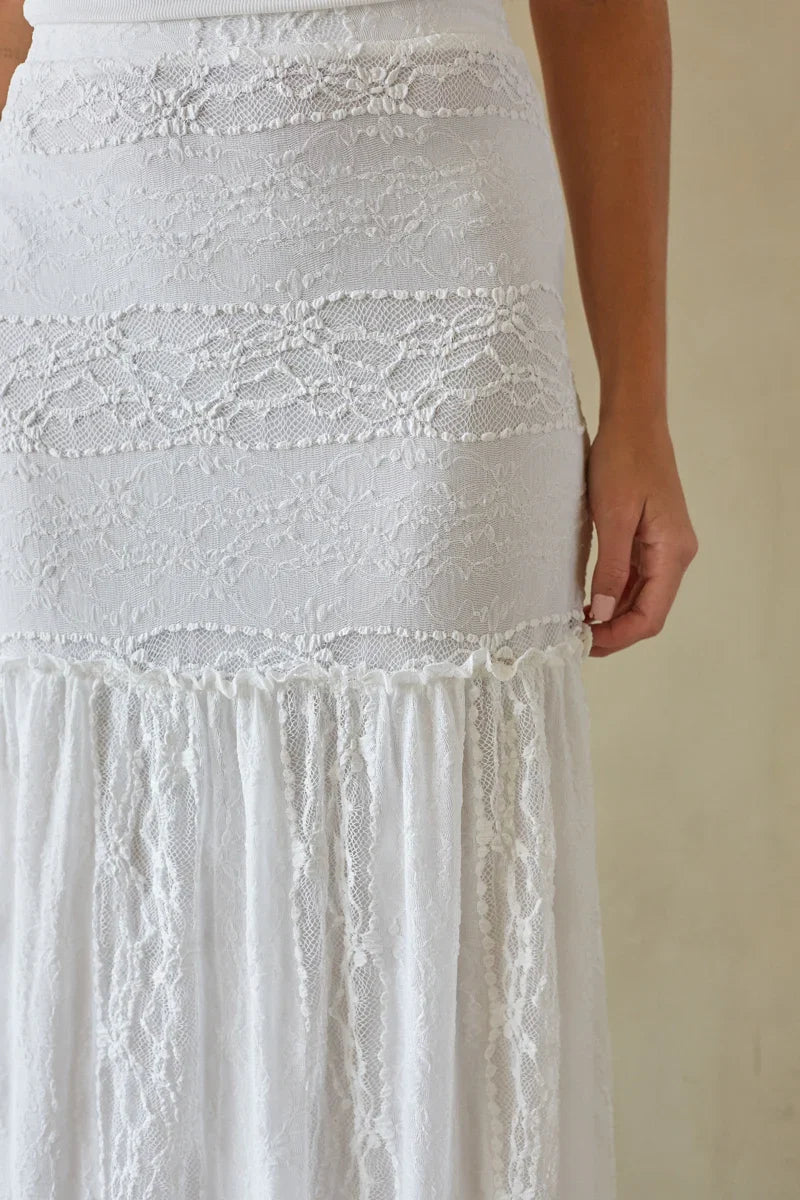 Fawn Lace Tiered Maxi Skirt