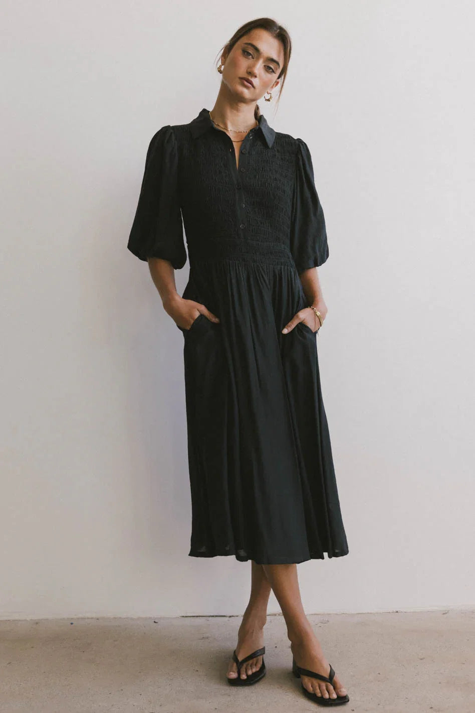 Belen Midi Dress in Dark Teal FINAL SALE