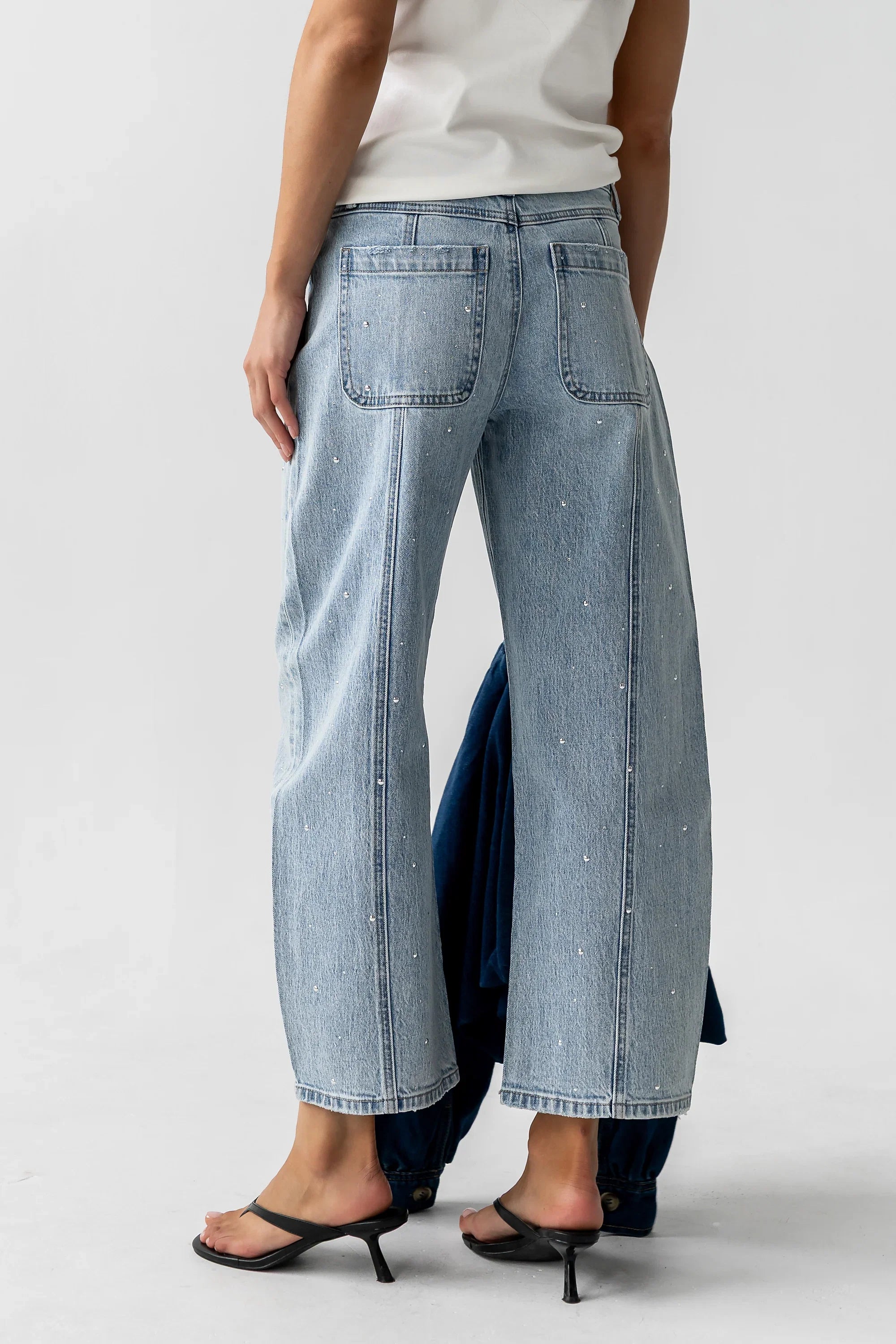 Kessie Rhinestone Barrel Jeans
