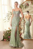 A1470 CRYSTAL NECKLINE BEADED GOWN Andrea Leo