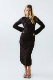 Bell Ruffle Maxi Dress in Brown