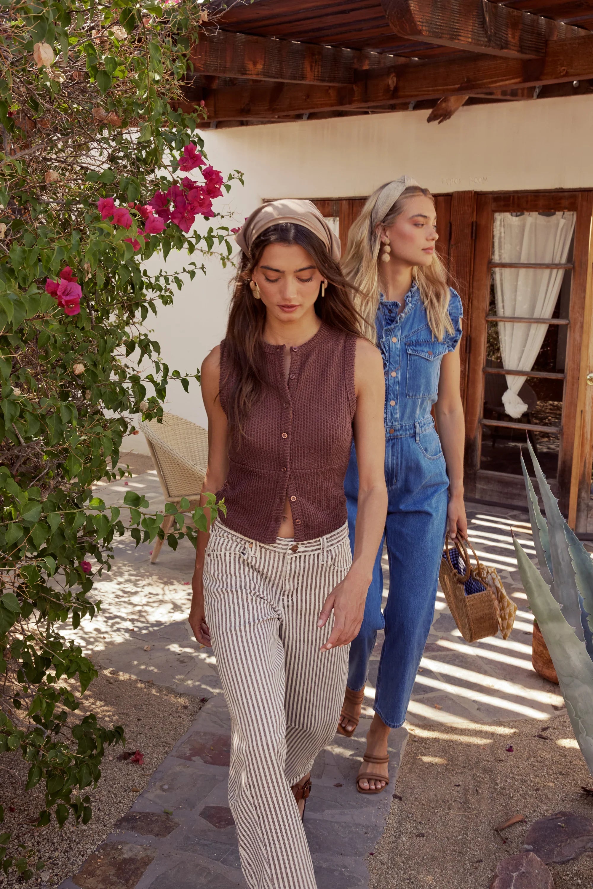Allison Striped Barrel Jeans in Brown FINAL SALE