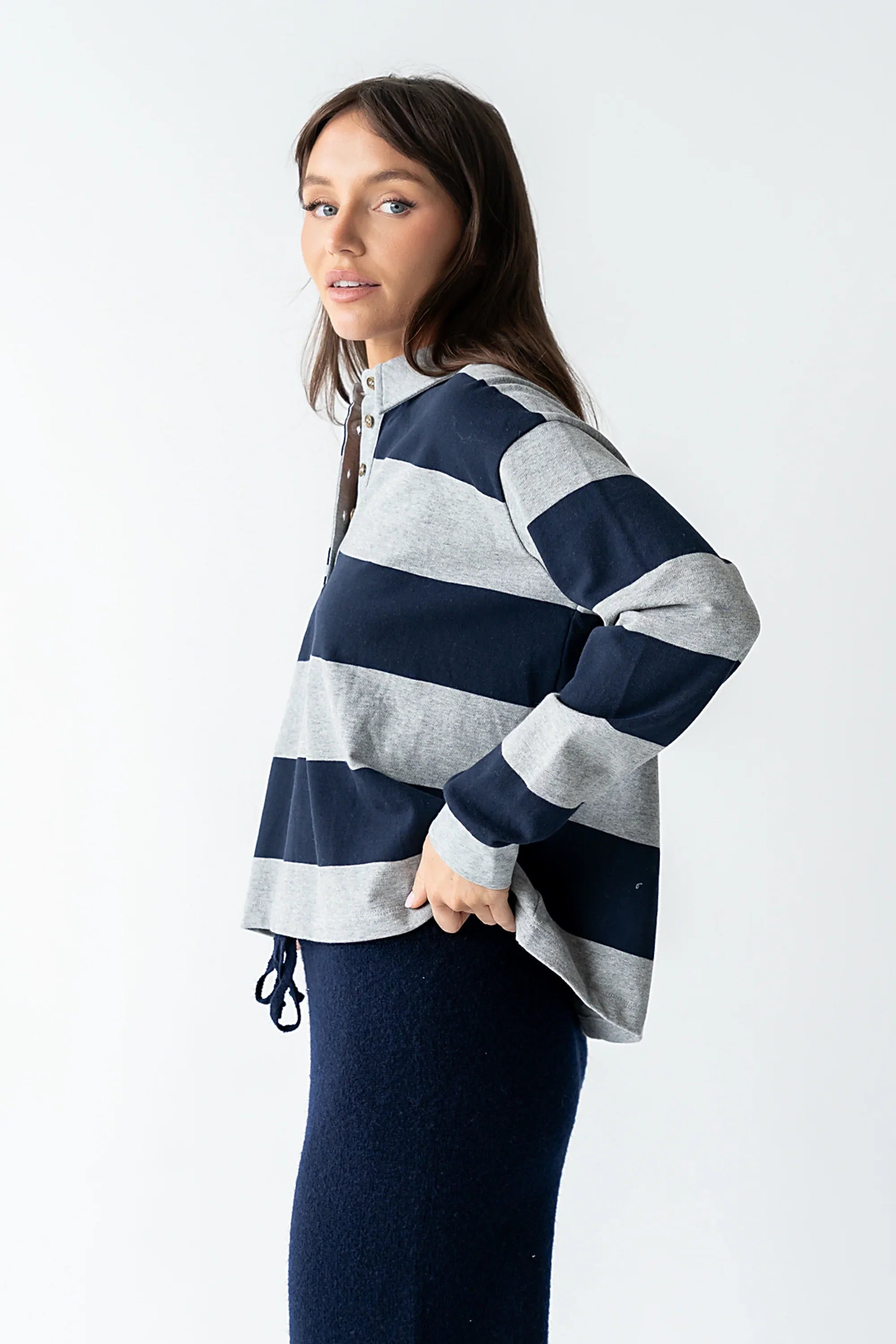 Kaysen Striped Top in Navy FINAL SALE