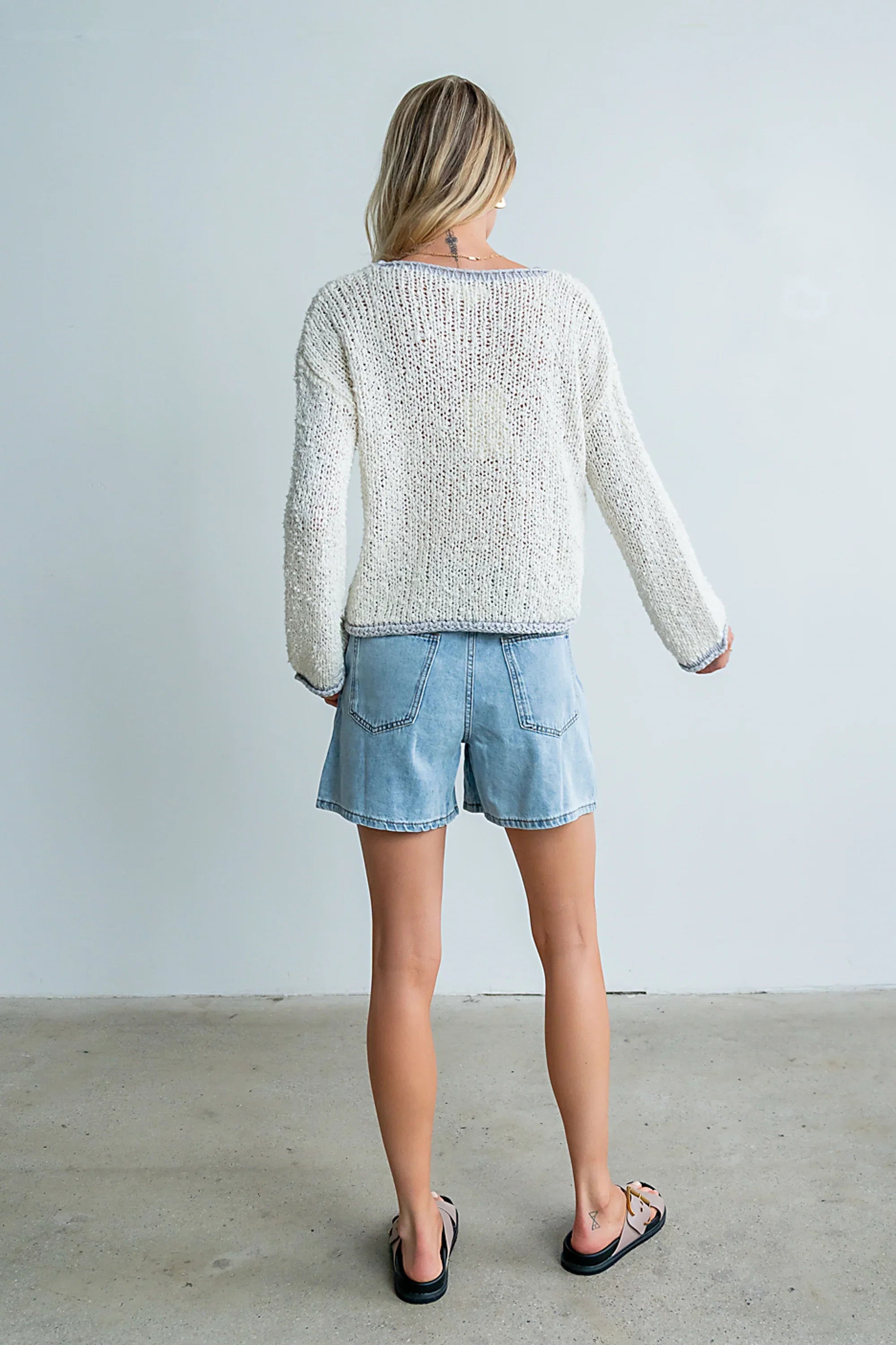 Ariel Contrast Sweater in Ivory
