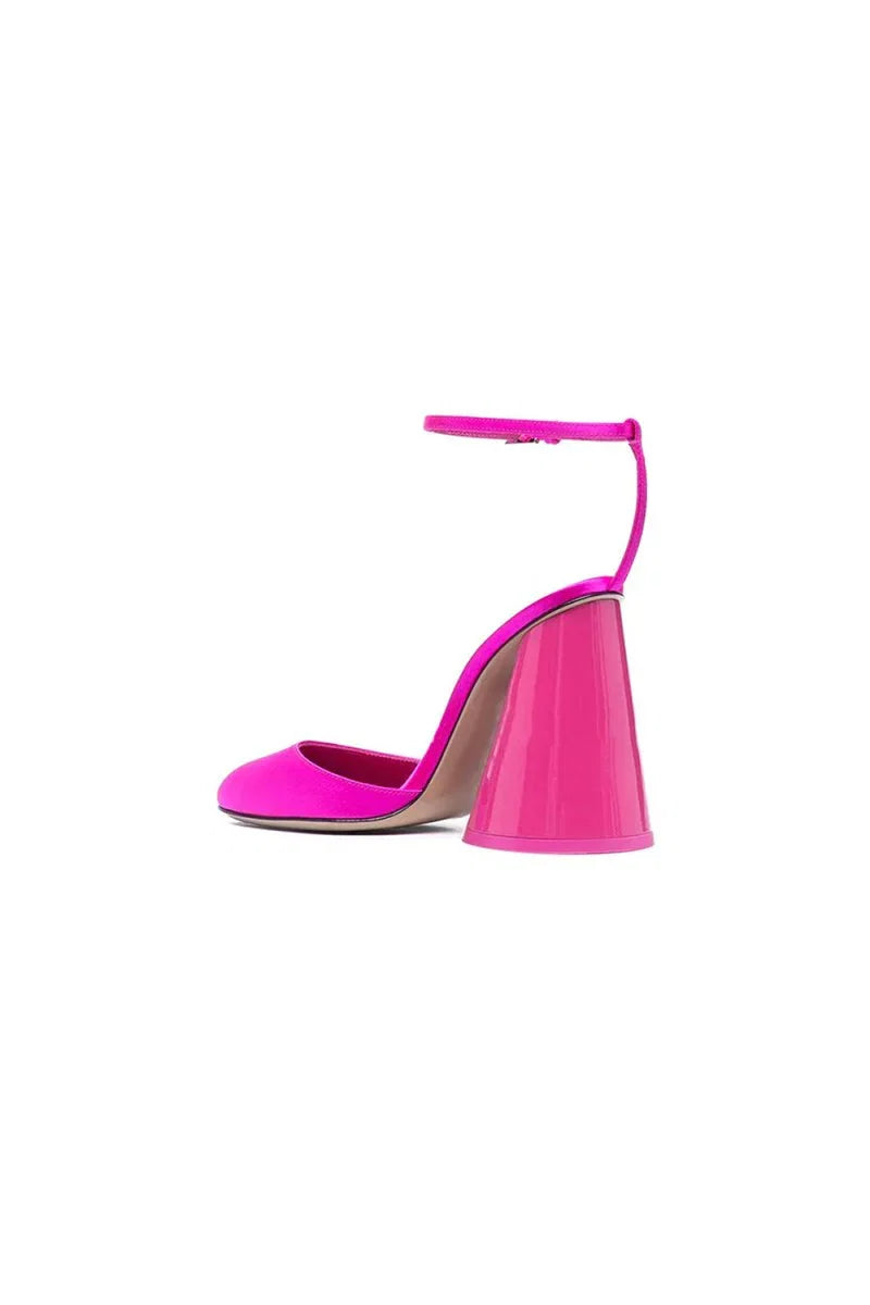 Green Ankle Strap Block Heel Sandals