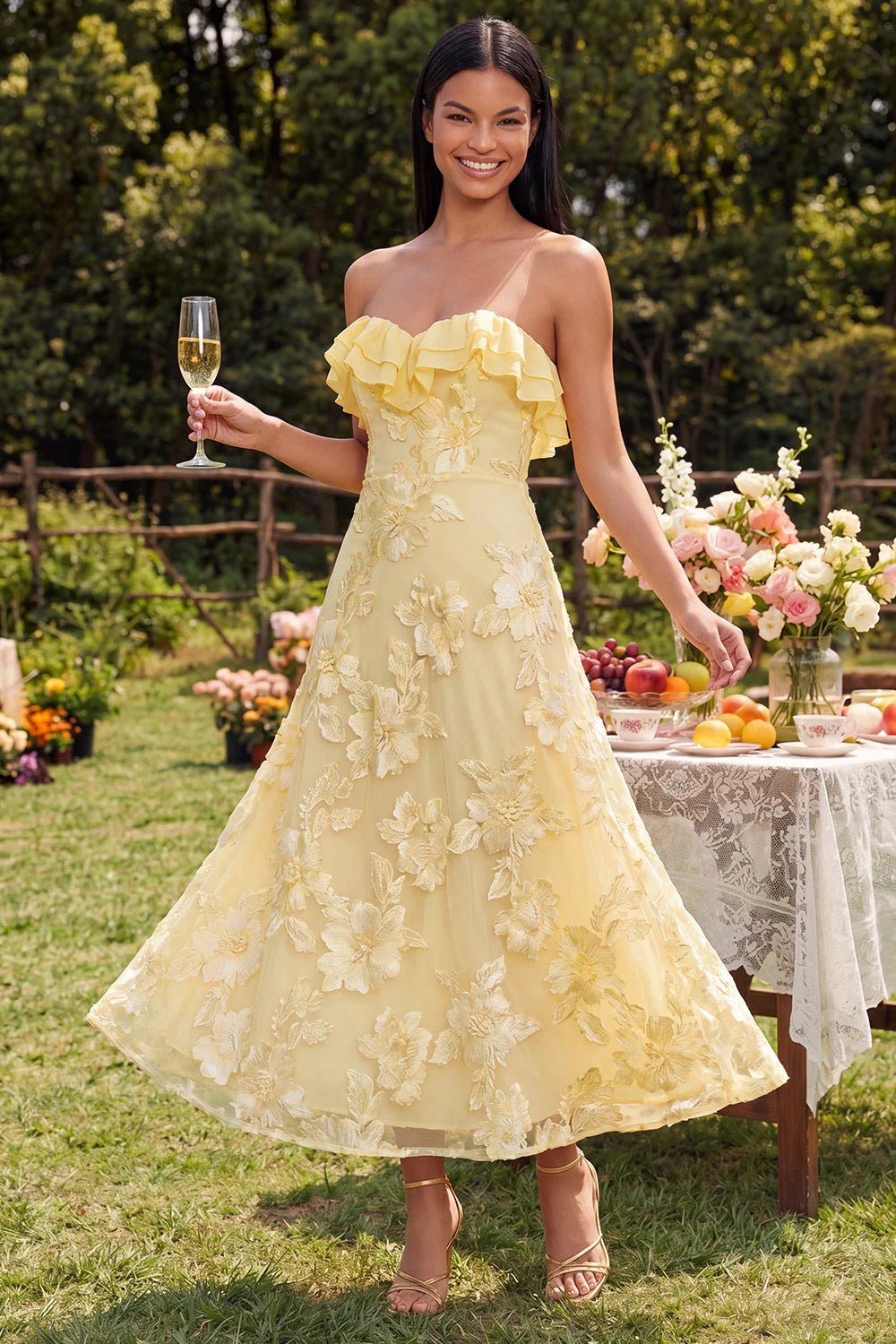 Sweetheart A Line Light Blue Wedding Guest Dress with Appliques