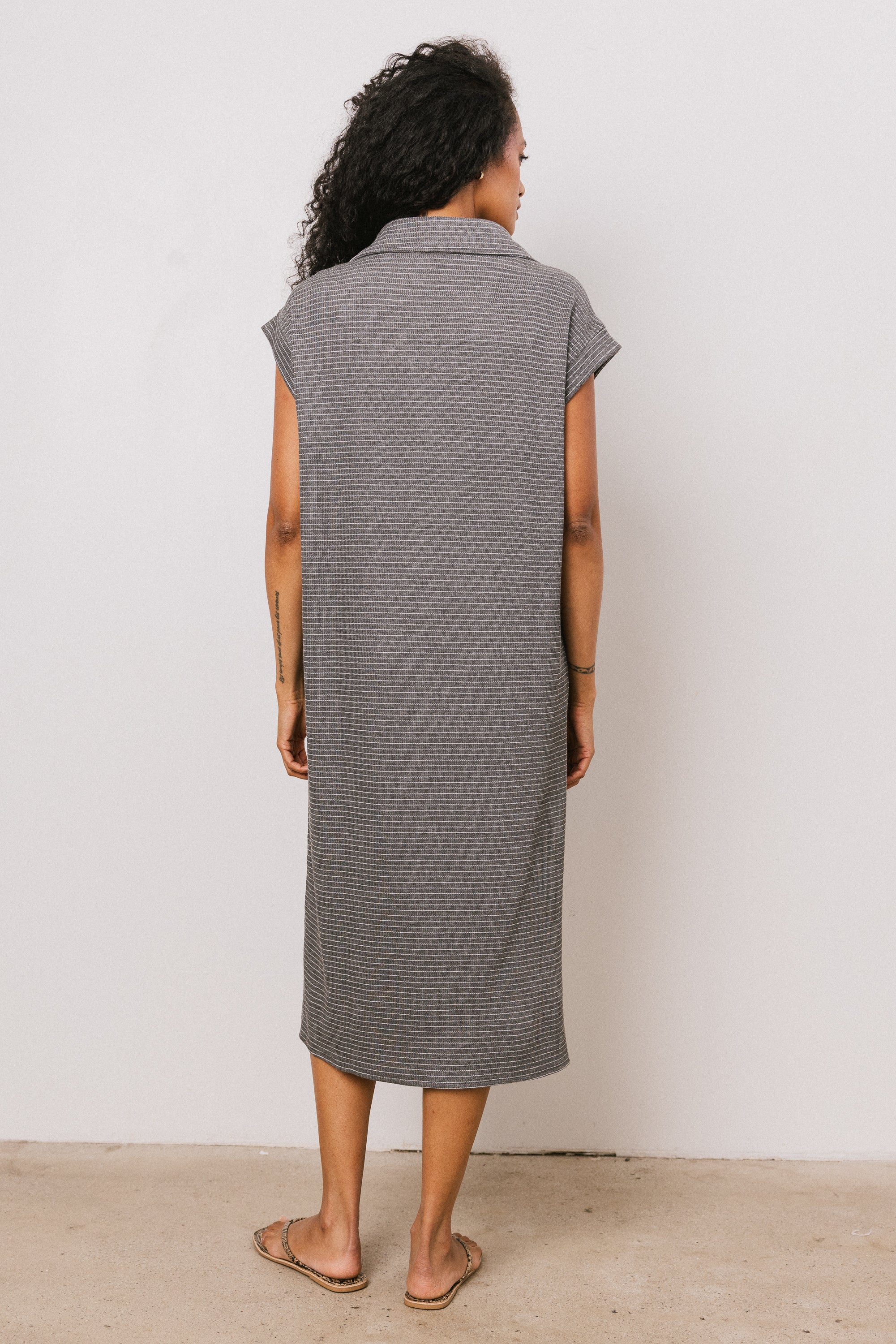 Elisa Striped Maxi Dress in Grey FINAL SALE