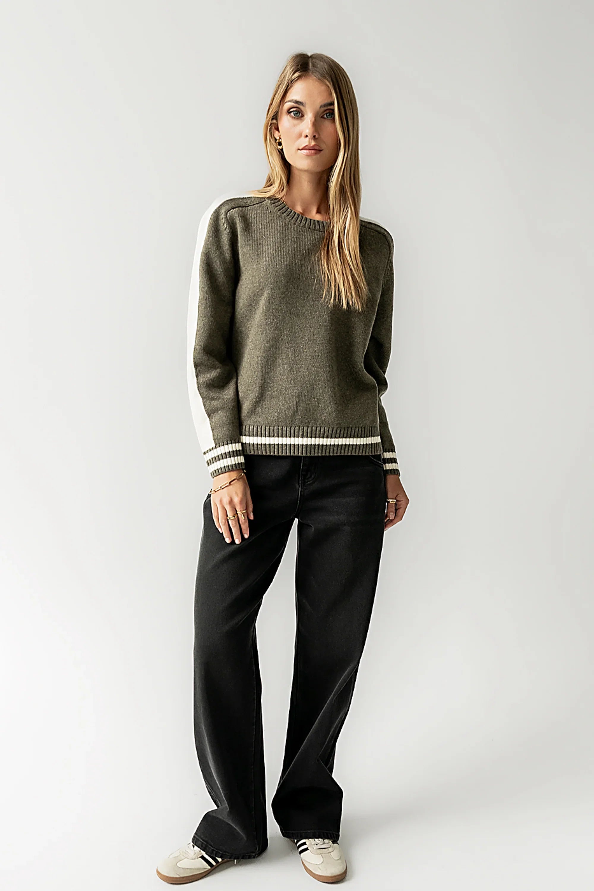 Jayce Striped Sweater in Green