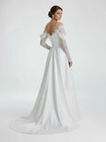 Mermaid Off the Shoulder Satin Lace Wedding Dress