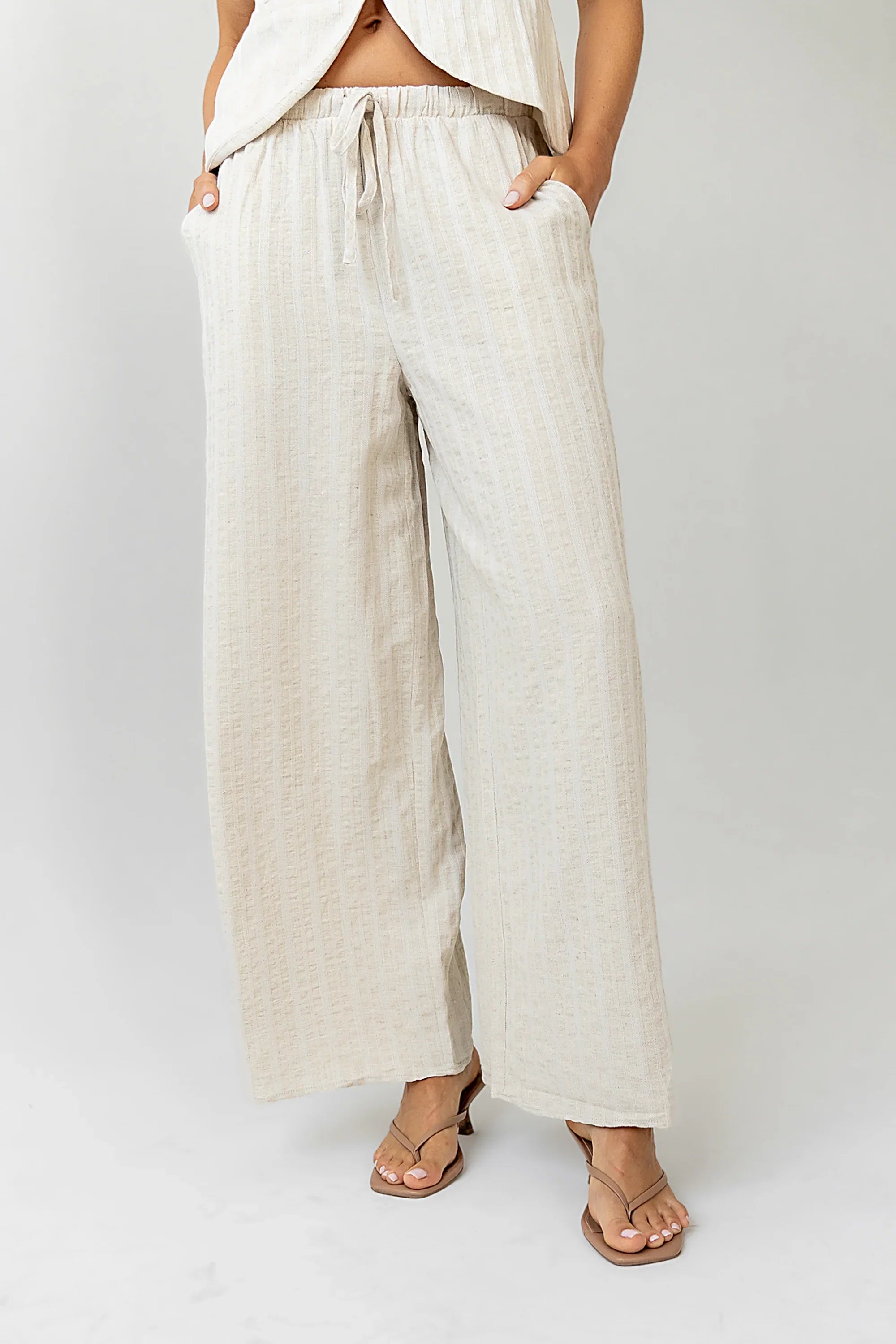 Lucy Striped Baggy Pants in Natural