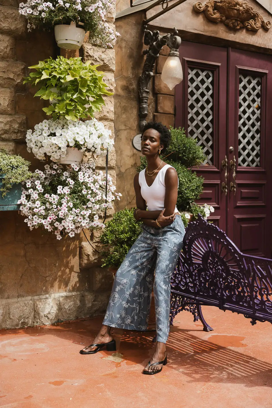 Tallulah Floral Pants in Blue FINAL SALE