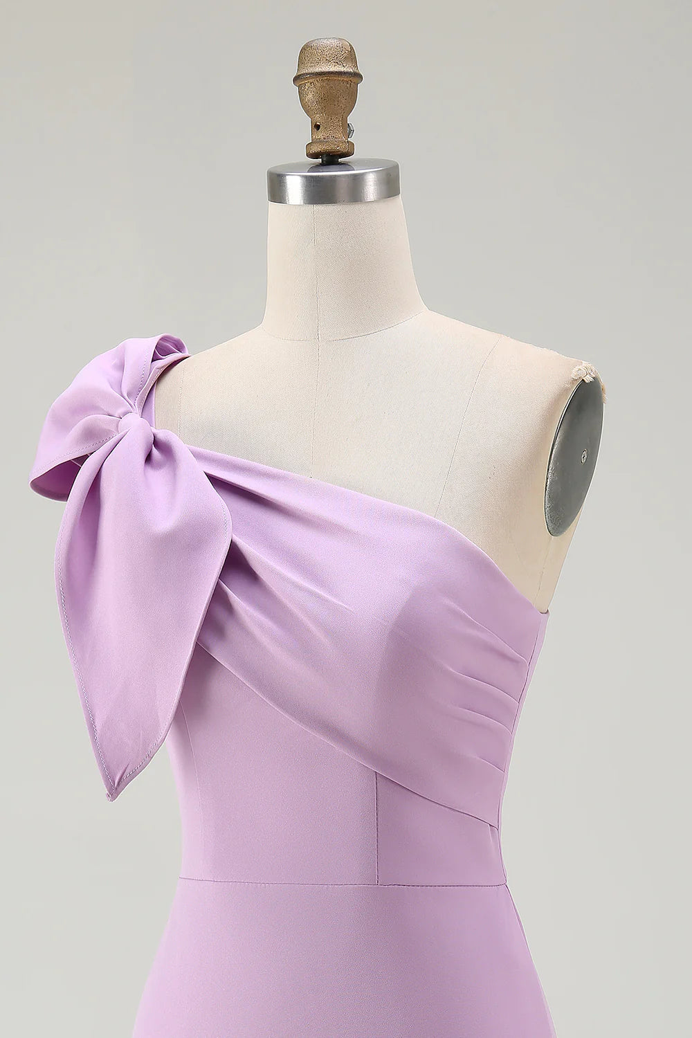 White One Shoulder Bodycon Graduation Dress with Bow