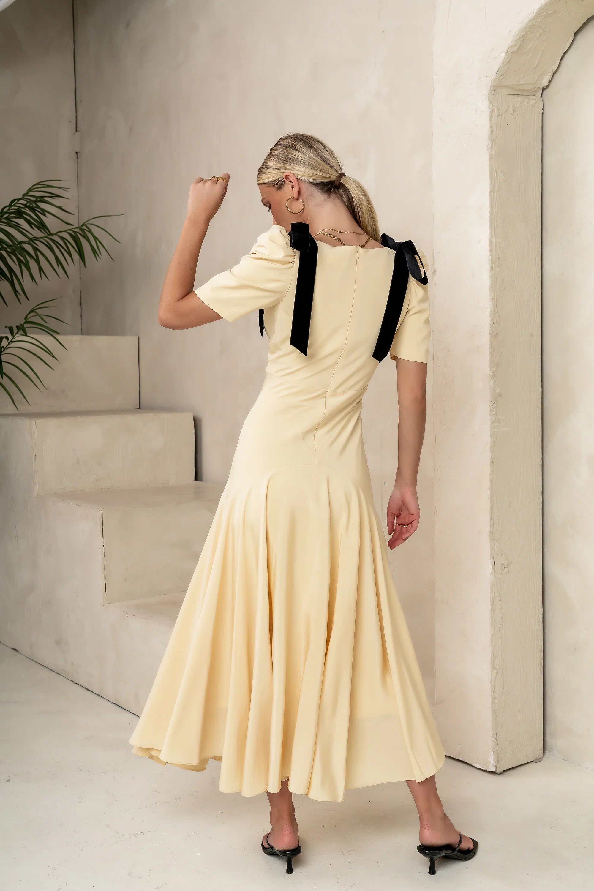 Nellie Drop Waist Maxi Dress in Yellow