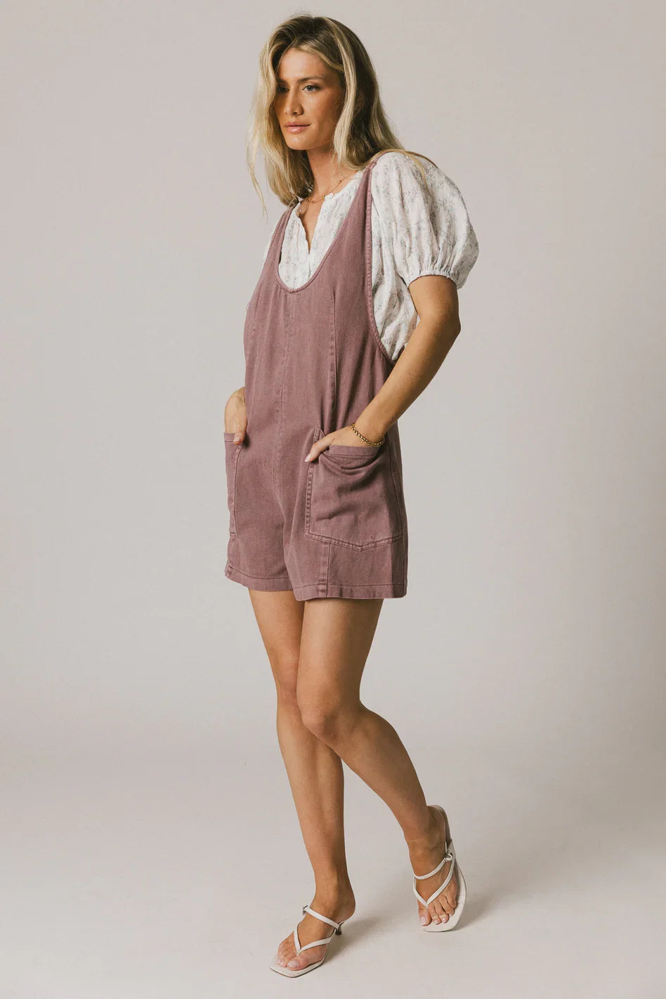Scottie Denim Overalls in Mauve FINAL SALE