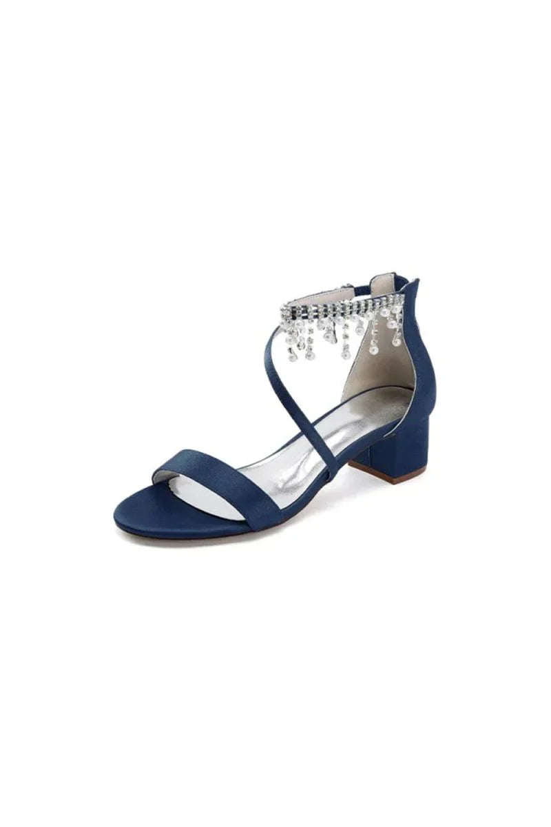 Strappy Heeled Sandals with Pearl and Crystal Embellishments