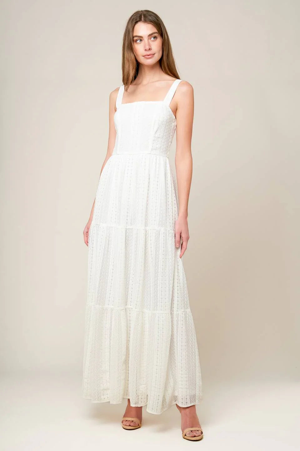 AFTER THE RAIN WHITE LACE MAXI DRESS FINAL SALE