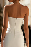 Strapless Bodycon Lace White Bridal Shower Dress