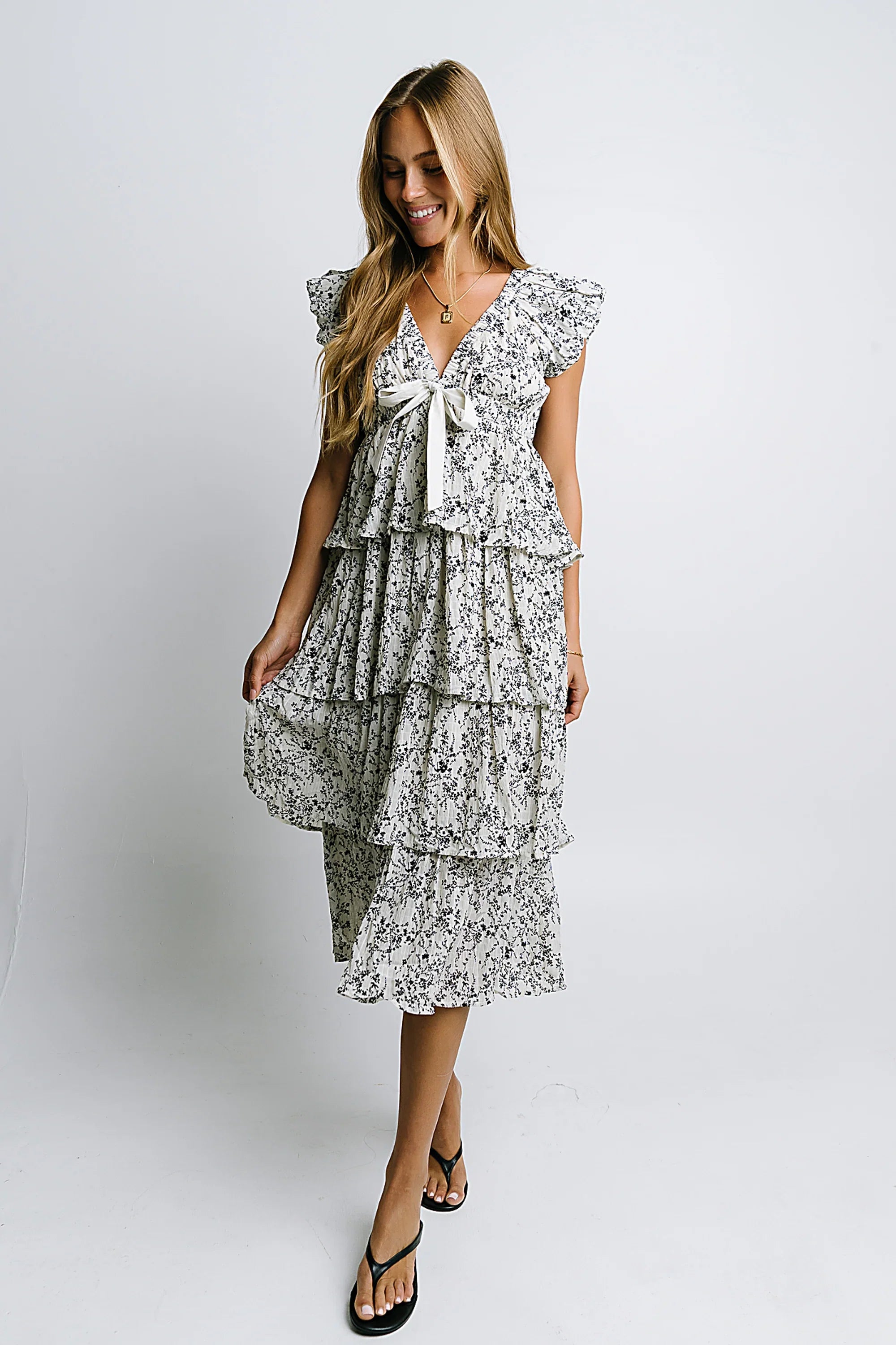 River Ruffle Midi Dress