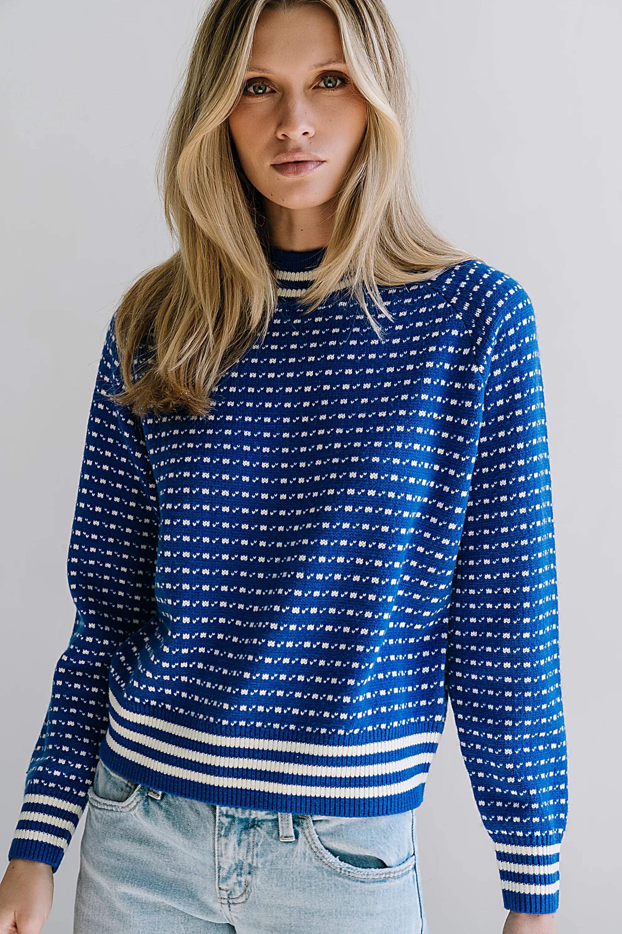 Monroe Knit Sweater in Blue FINAL SALE
