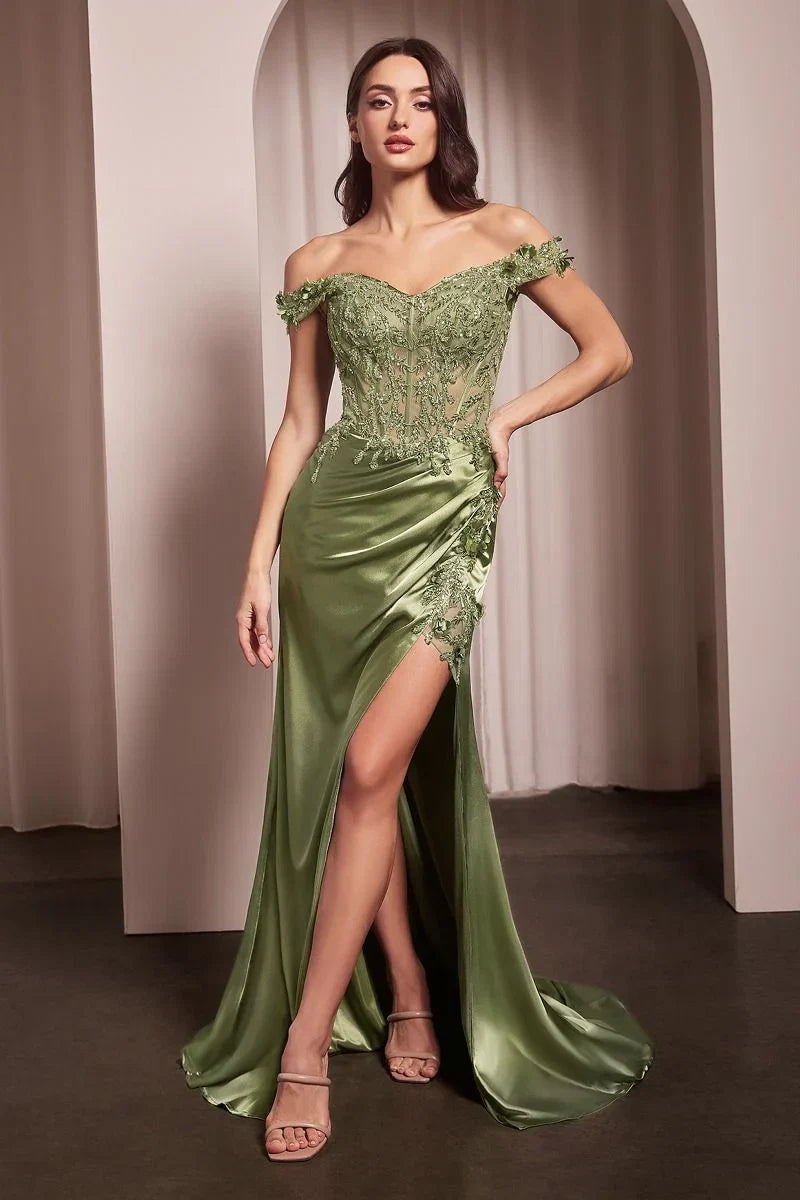 Rosaline Gown Floral Detail Off The Shoulder Dress