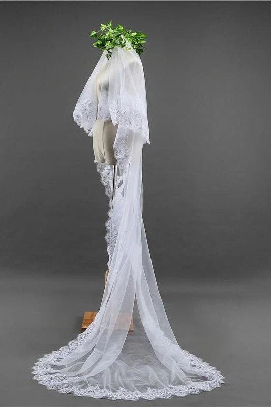Two Tier Tulle Lace Edge Bridal Veil Wedding Veil