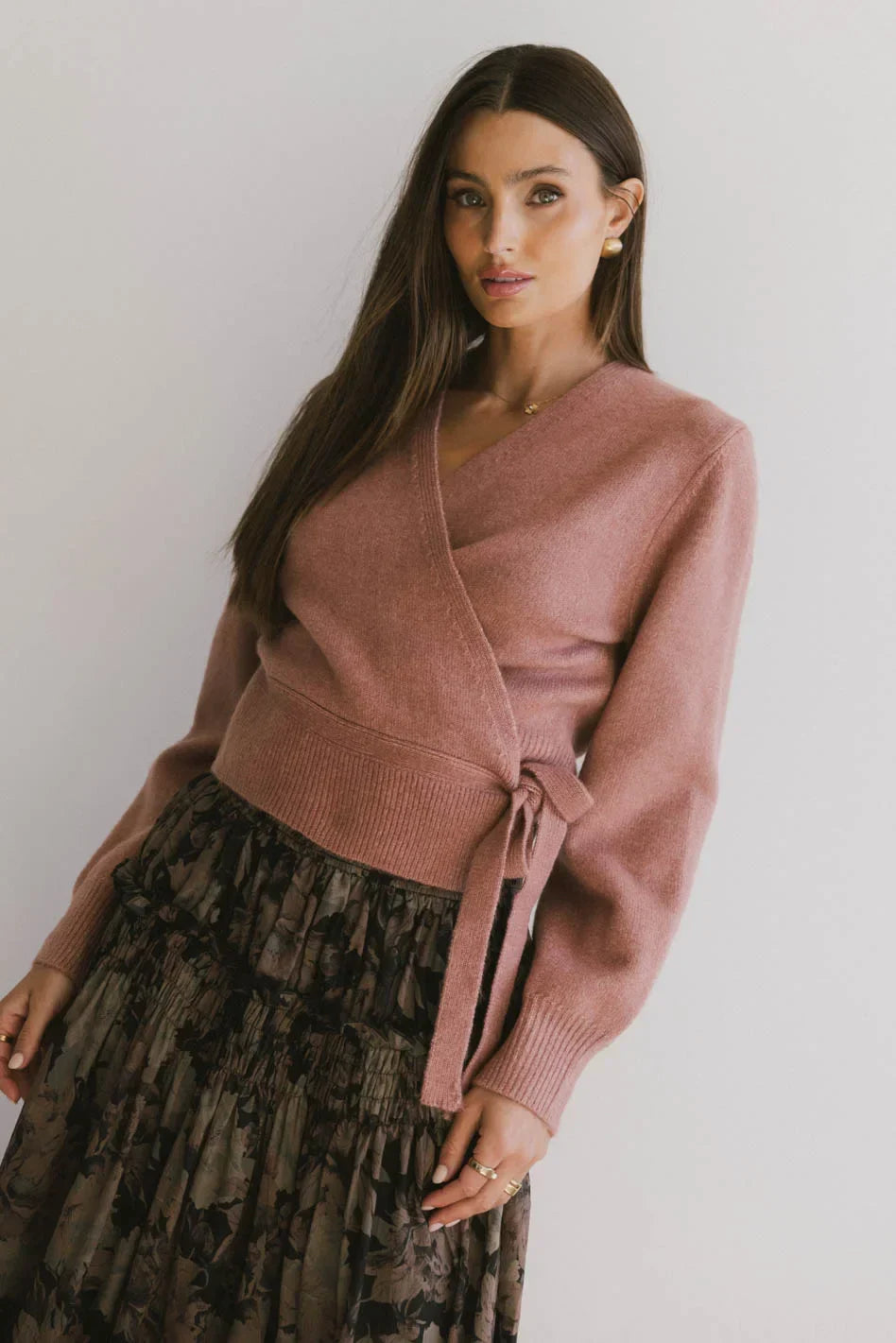 Addie Wrap Cardigan in Rose FINAL SALE