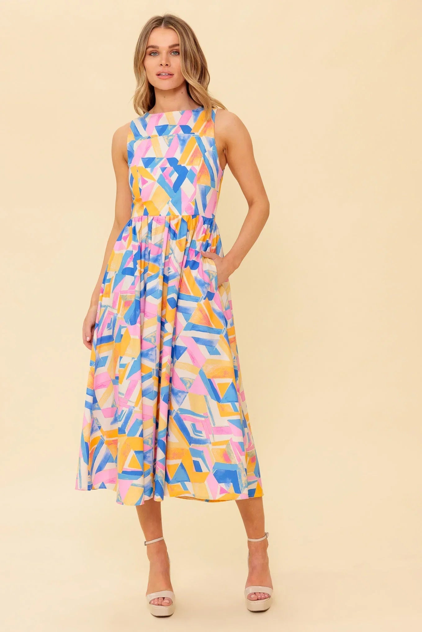 PATTON PARK MIDI DRESS POWDER BLUE PINK